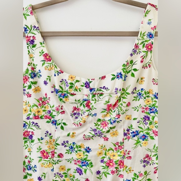 Vintage Dress Y2K Sheath White Bright Floral Sleeveless Pleated Bust Sundress S - Picture 2 of 4